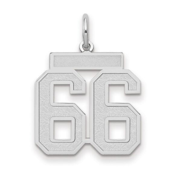 14k White Gold Jersey Collection Medium Number 66 Pendant
